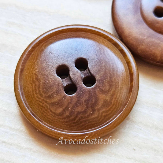 COROZO 4-Hole Bread Walnut Brown / 17-23mm / Set of 6 buttons / Corozo Buttons / Tagua Vegetable Ivory Buttons / Sewing Buttons
