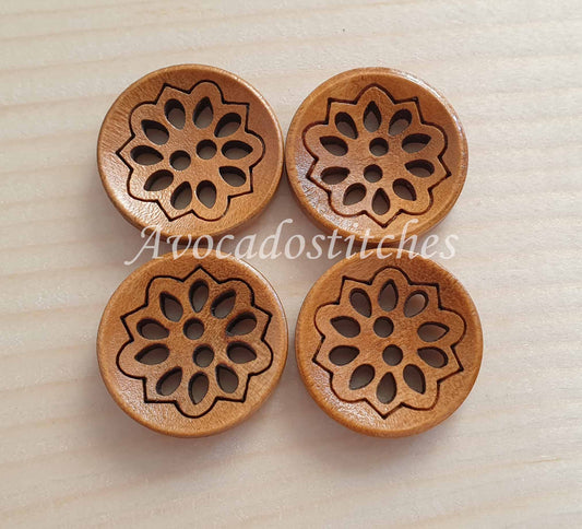 Clearance // COSMO / Brown 2-Hole Wooden Buttons / 20mm (Set of 6)