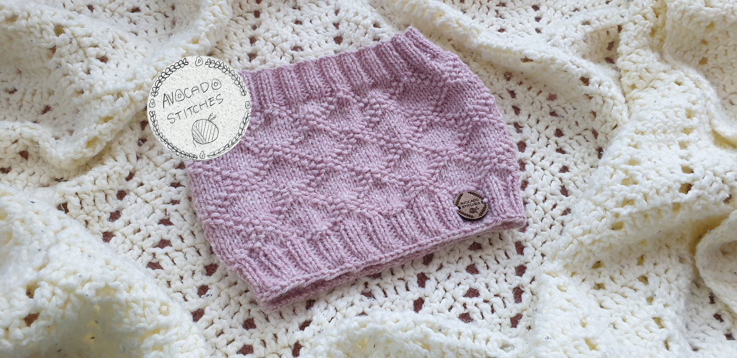 CRISS CROSS COWL / Wool Blend Kids Toddlers Cowl / Wool Blend Rose Blush Child Neck Warmer / Snood / Tube Scarf / Handmade in Canada