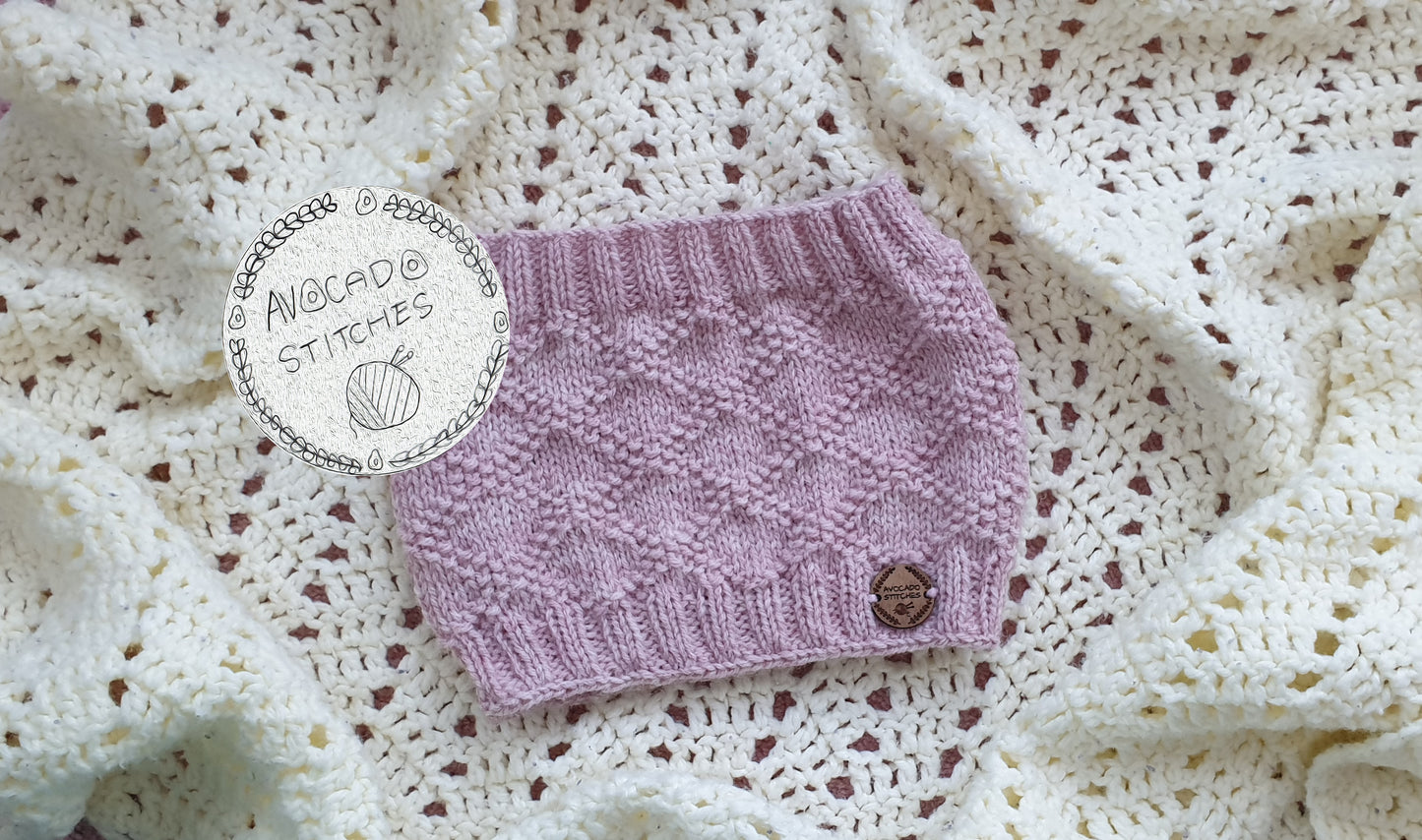 CRISS CROSS COWL / Wool Blend Kids Toddlers Cowl / Wool Blend Rose Blush Child Neck Warmer / Snood / Tube Scarf / Handmade in Canada