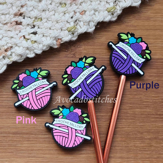 CROCHET ALL DAY Stitch Stoppers / 2 pieces / Knitting Needle Stoppers / Point Protection / Notions
