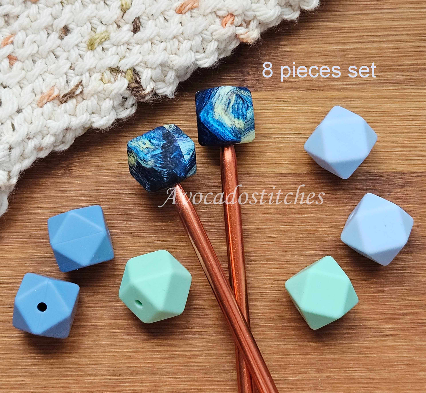 DEEP BLUE SEA STITCH STOPPERS / Knitting Needle Stoppers / Point Protection / Notions