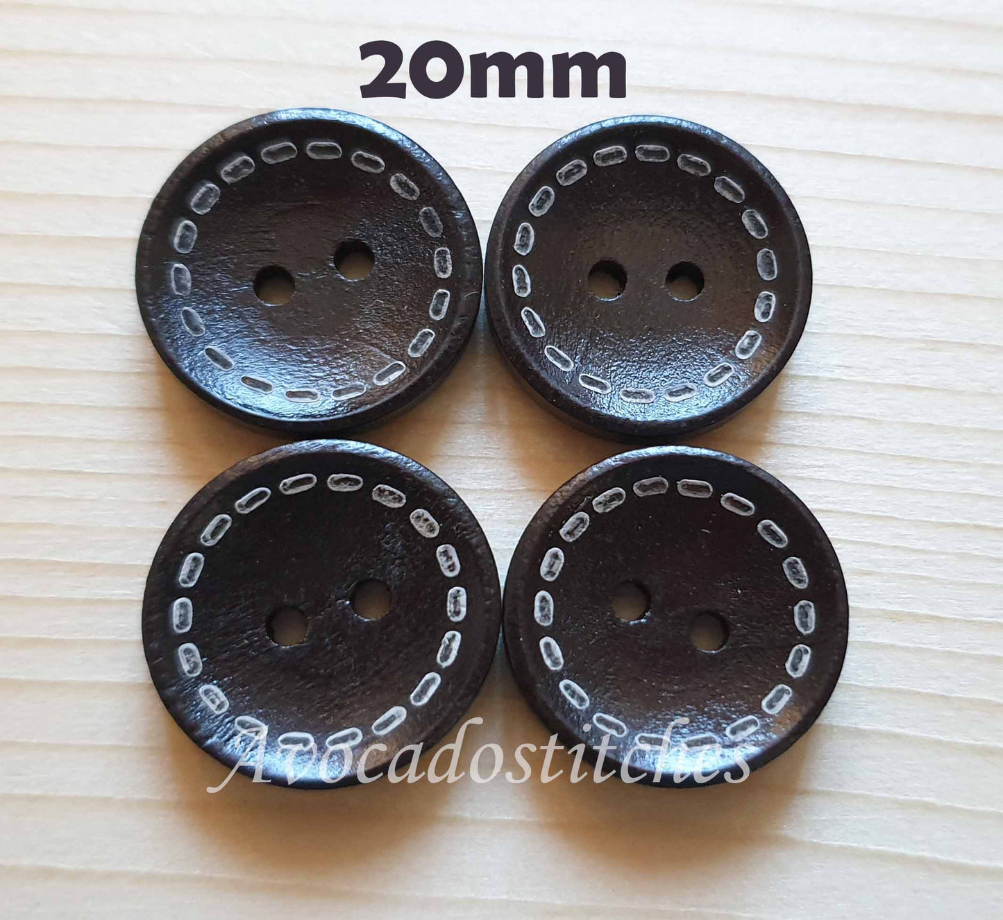 DASH DARK BROWN 2-Hole / 15-20mm / Set of 8 buttons / Wooden Buttons / Sewing