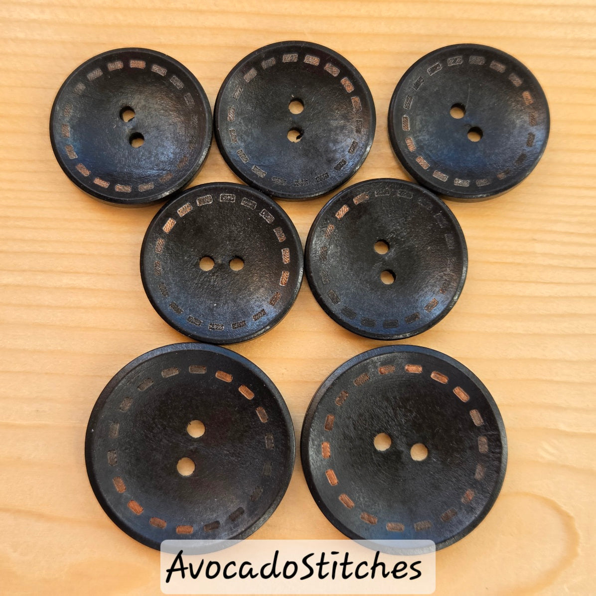 DASH BLACK 2-Hole / 30-38mm / Wooden Buttons / Sewing Buttons