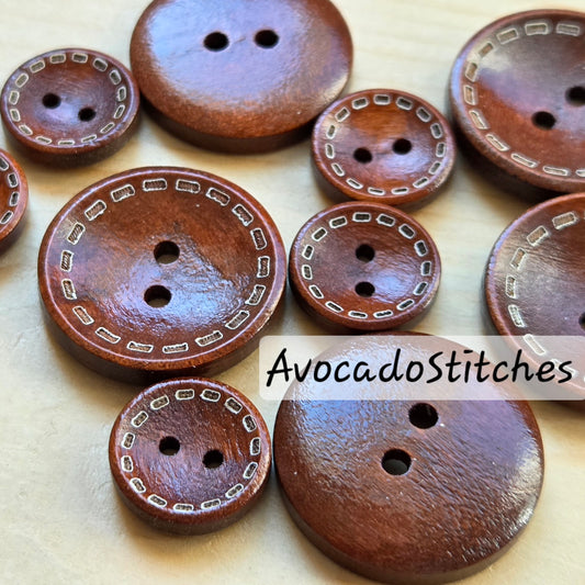 DASH / Coffee Brown 2-Hole Wooden Buttons / 12.5-38mm