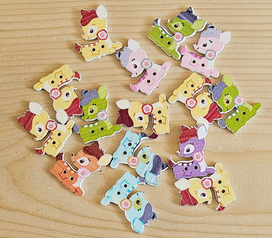 DEER / 28*25mm / 8 buttons / Wooden Buttons / Sewing Buttons