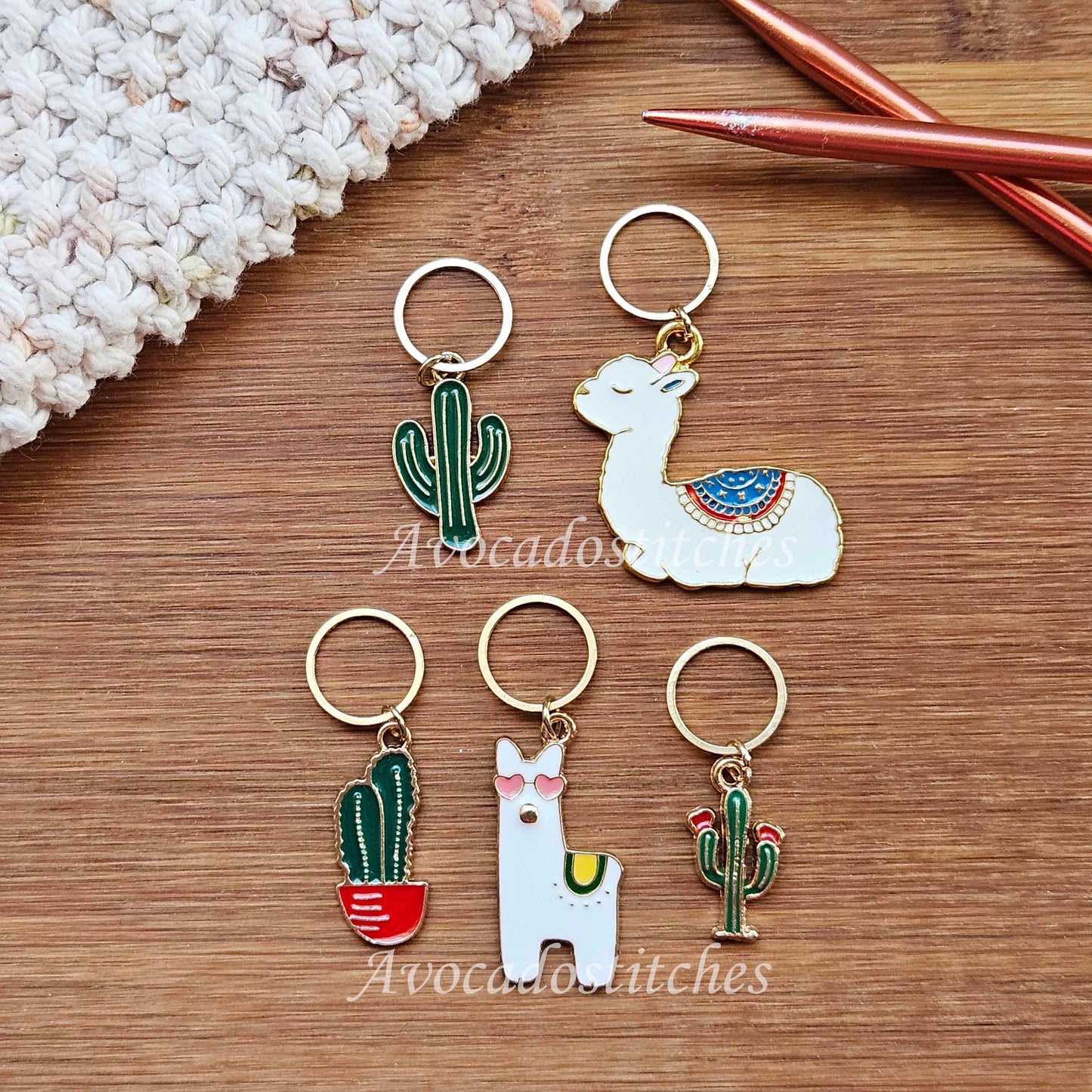 DESERT BLOOM - 5 pieces / Knitting Crochet Stitch Markers / Notions