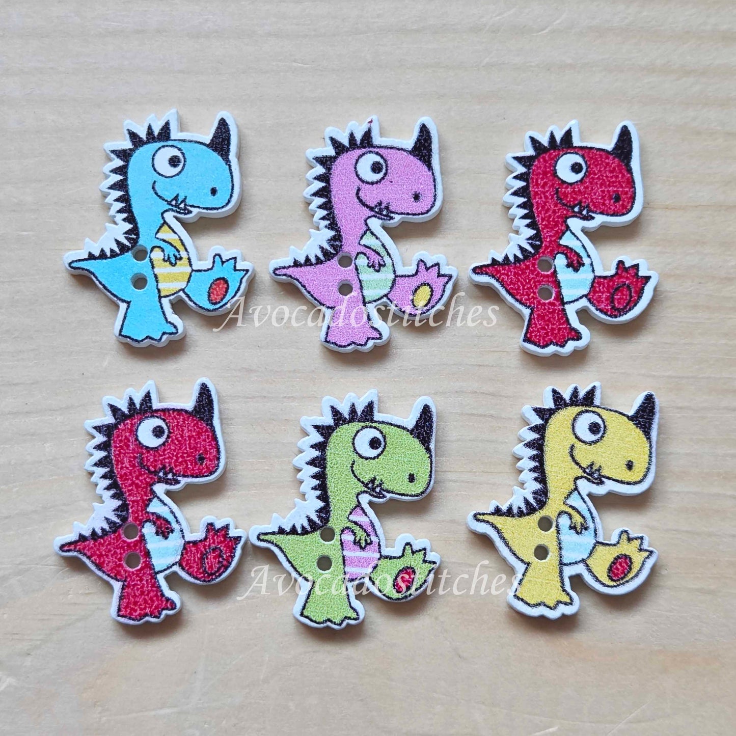 DINOSAUR / 28*21mm / 8 buttons / Wooden Buttons / Sewing Buttons