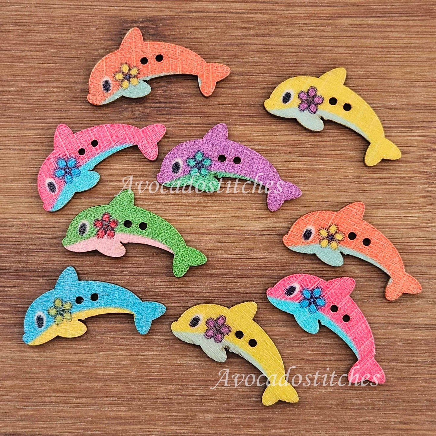 DOLPHIN / 31*17mm / Wooden Buttons / Sewing Buttons