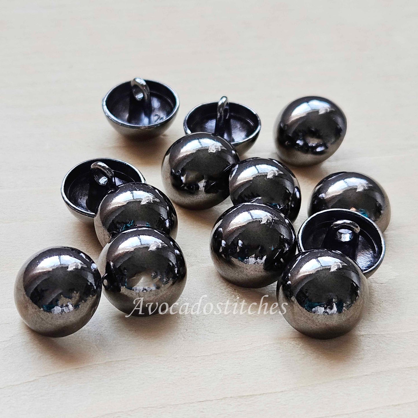 CLASSIC DOME SHANK - Gunmetal / 12.5mm - 10 buttons / Metal Alloy Shank Buttons / Sewing Buttons