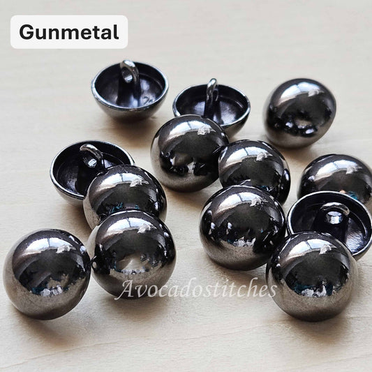 CLASSIC DOME SHANK / Gunmetal Metal Alloy Shank Buttons / 11.5-23mm