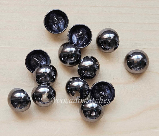 CLASSIC DOME SHANK Gunmetal / 11.5-23mm / Metal Alloy Shank Buttons / Sewing Buttons