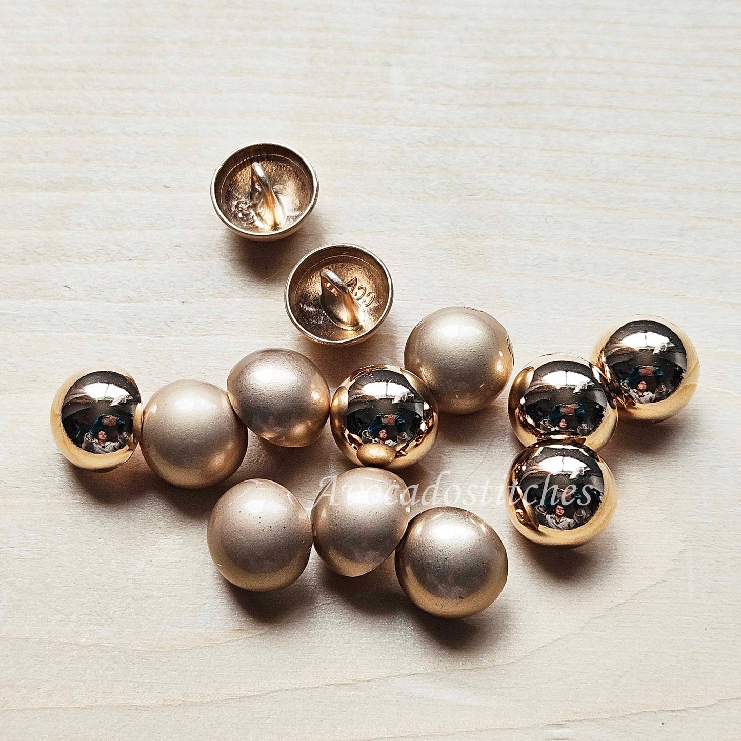 CLASSIC DOME SHANK - KC gold / 12.5mm - 10 buttons / Metal Alloy Shank Buttons / Sewing Buttons