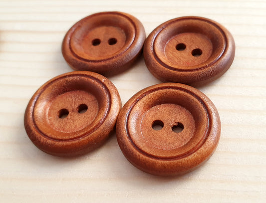 DOUBLE-EDGE BROWN / 12mm 23mm / Wooden Buttons / Sewing Buttons