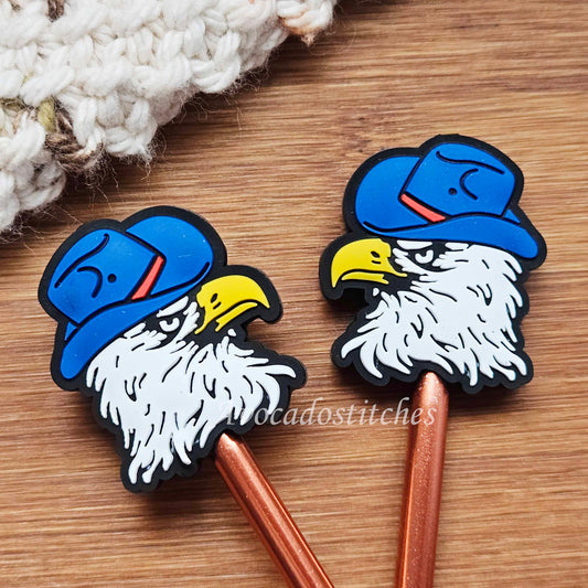 EAGLE Stitch Stoppers — Silicone Knitting Needle Toppers / Point Protectors (Set of 2)