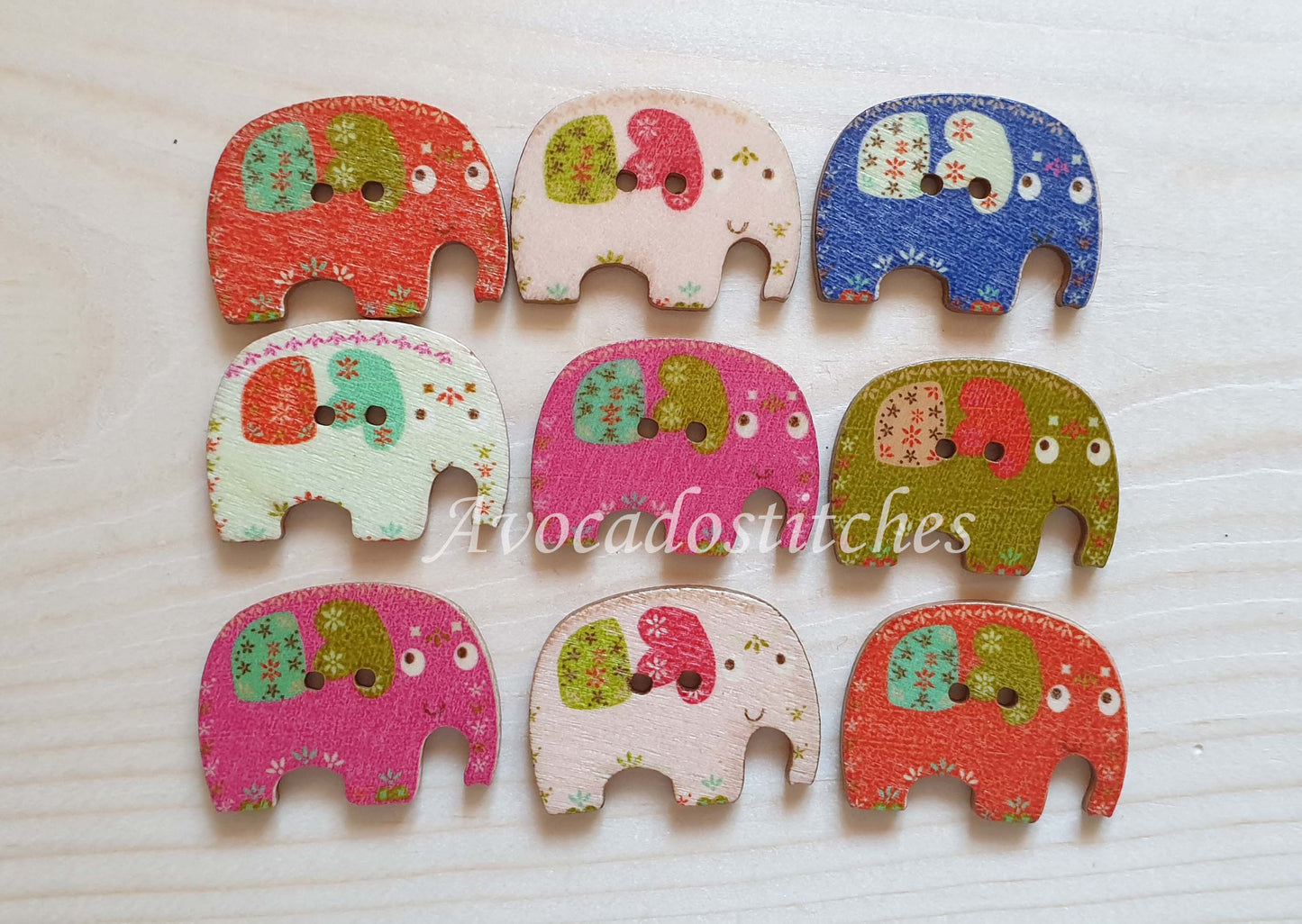 ELEPHANT / 23*29mm / Wooden Buttons / Sewing Buttons