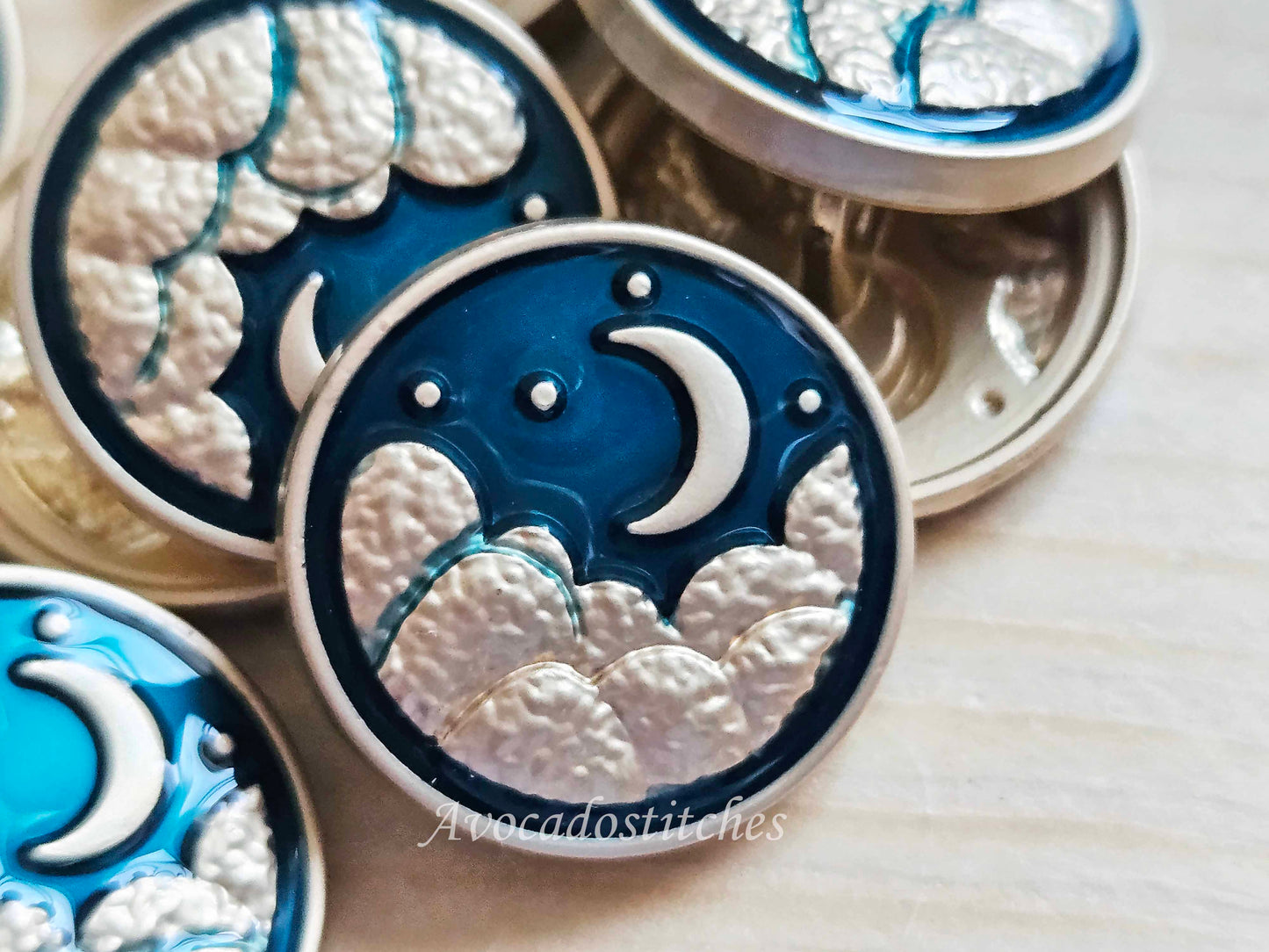 EMERALD SKY (Golden Moon) / 20mm - 4 buttons / Metal Shank Buttons / Sewing Buttons