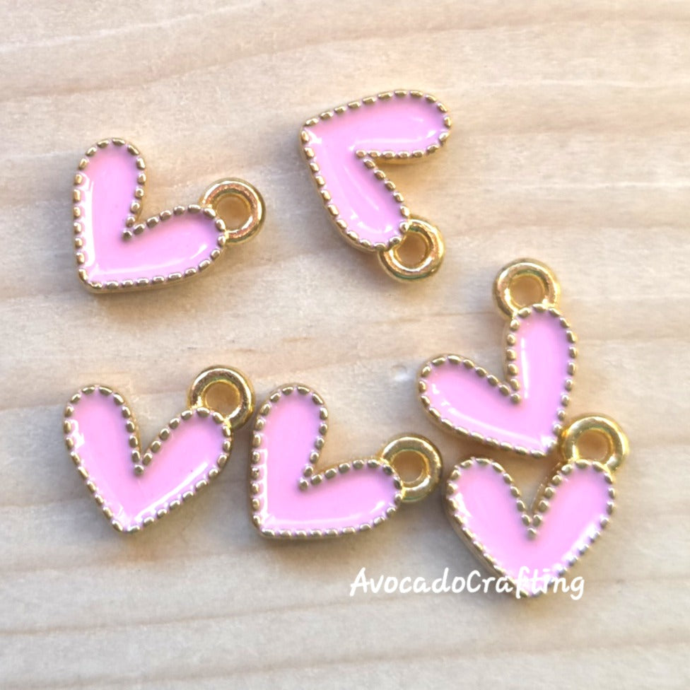10 pieces // Emoji Heart Charms / 10*12mm / Jewelry Making