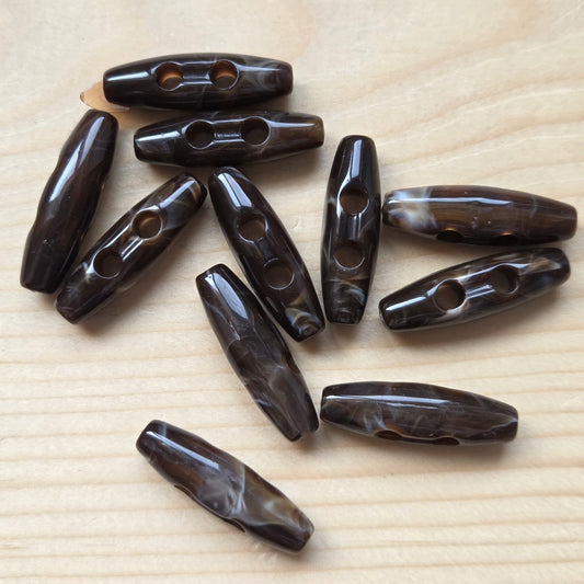 ESPRESSO SWIRL / Resin Toggle Buttons / 31mm / Set of 6