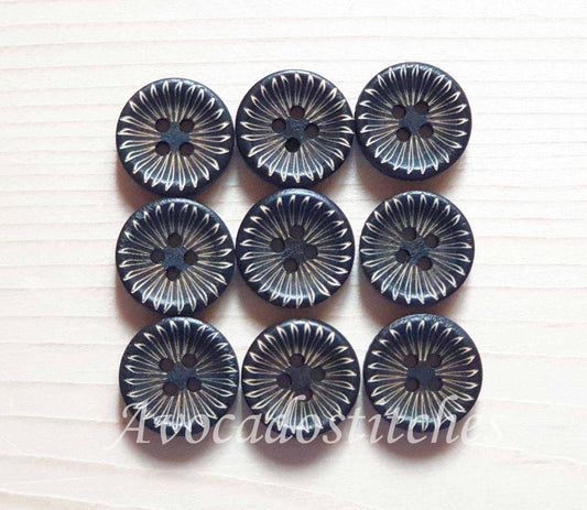 Clearance // FIREWORK FLOWER / Brown 4-Hole Wooden Buttons / 15mm (Set of 8)