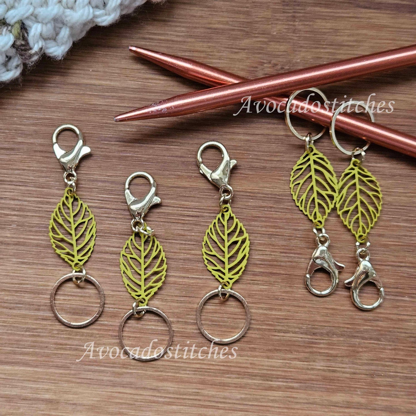FALL LEAF - 5 pieces / Dual Use for Knitting & Crochet / Knitting Crochet Stitch Markers / Notions