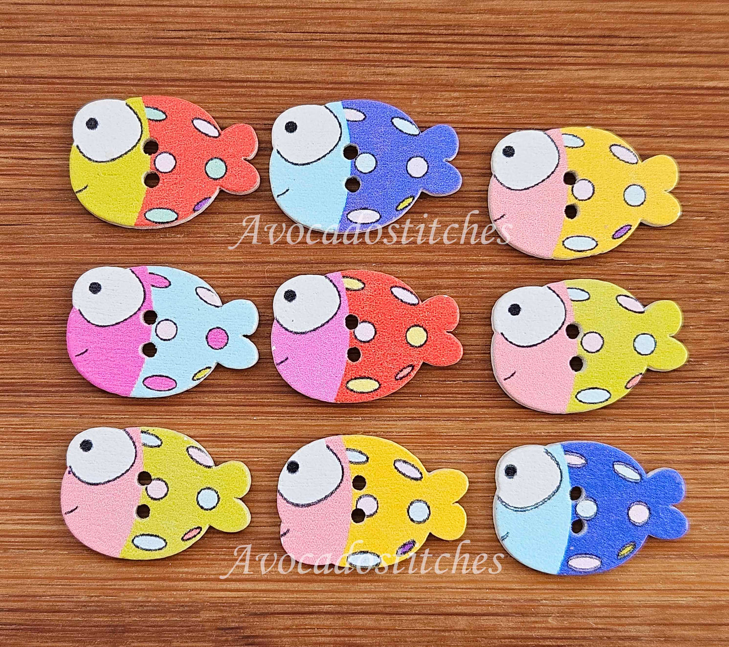 FISH / 21*14mm / 8 buttons / Wooden Buttons / Sewing Buttons