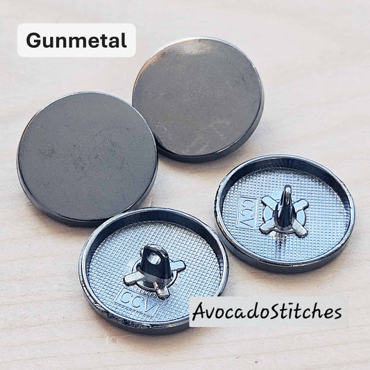 Clearance // SIMPLE FLAT ROUND GUNMETAL / Metal Alloy Shank Buttons / 15-23mm