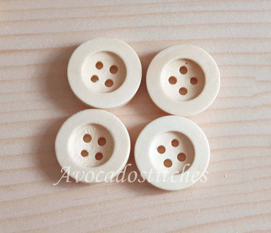FLAT WIDE EDGE BEIGE CREAM / 10-35mm / Wooden Buttons / Sewing