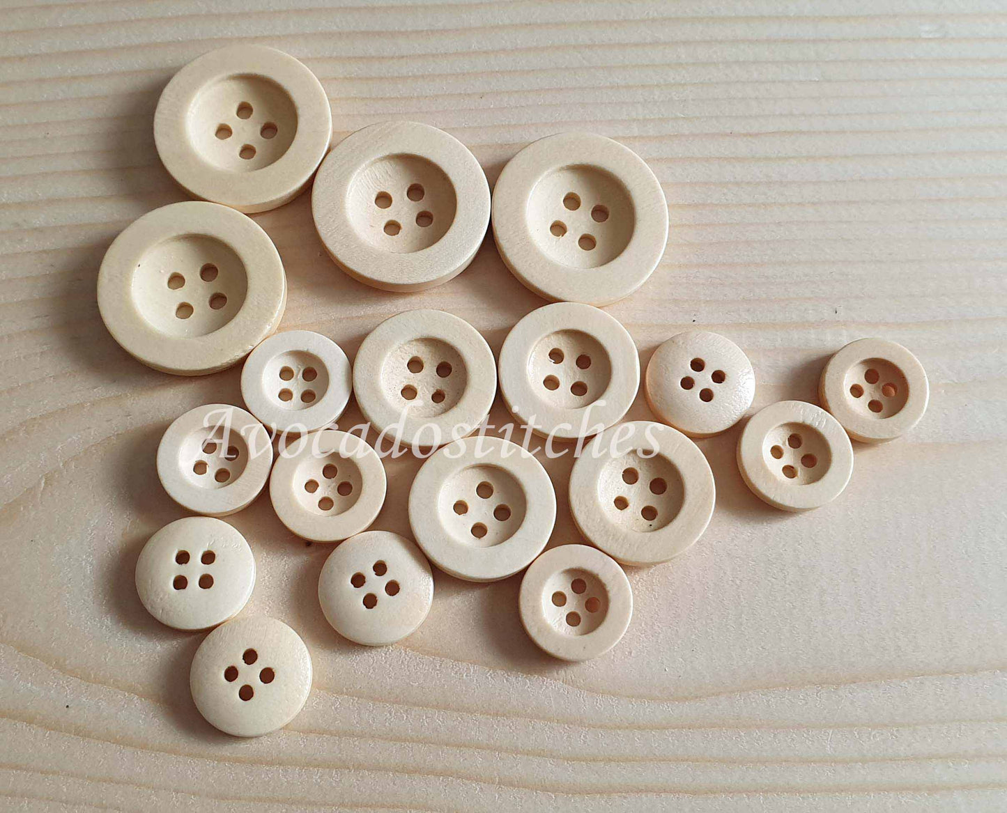 FLAT WIDE EDGE BEIGE CREAM / 10-35mm / Wooden Buttons / Sewing