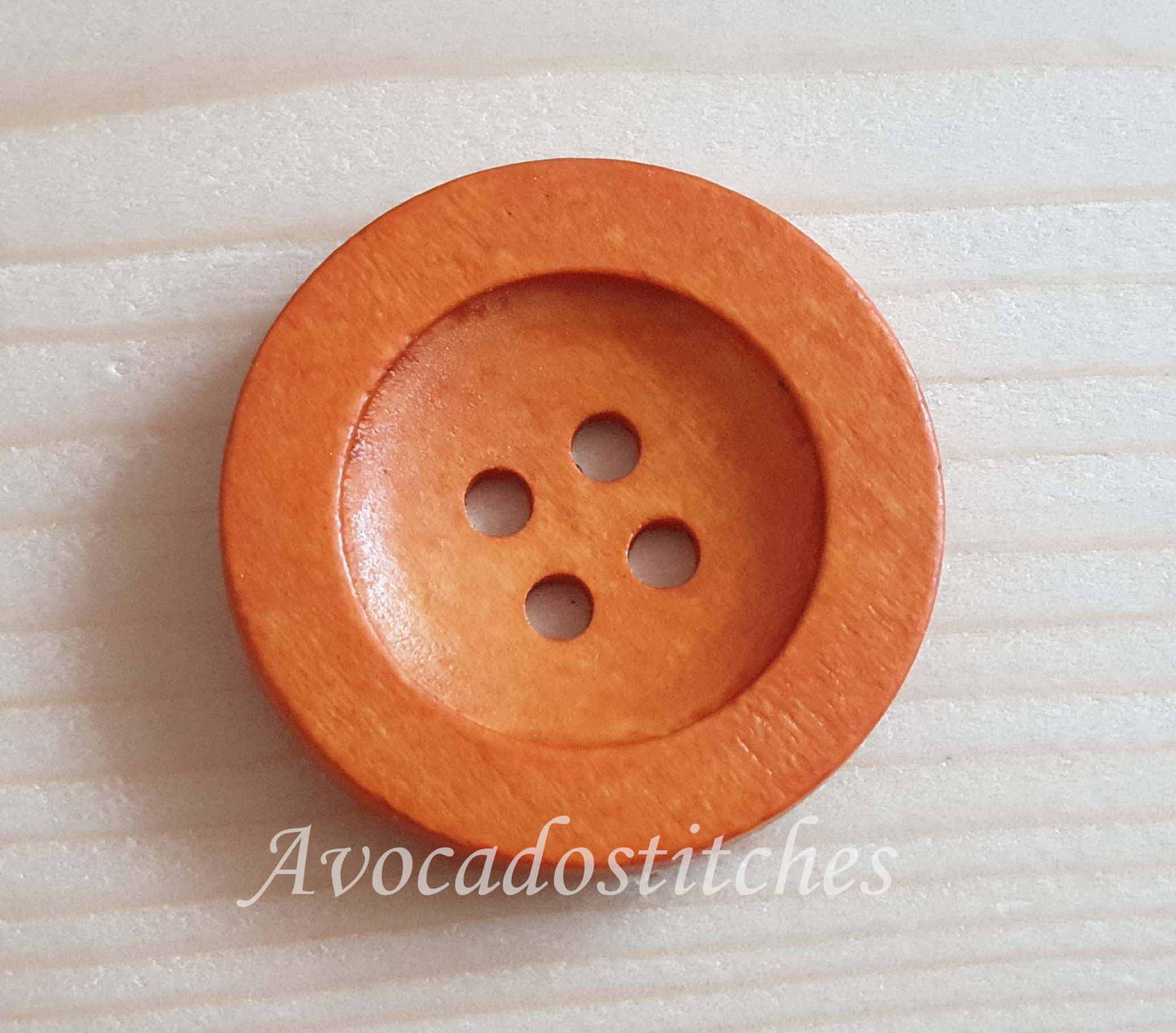 FLAT WIDE EDGE Peach Orange Brown / 12.5-35mm / Wooden Buttons / Sewing Buttons