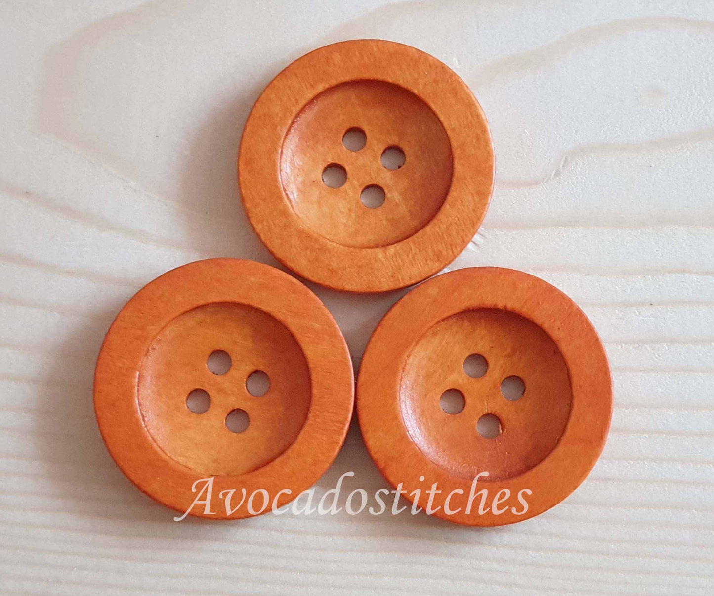 FLAT WIDE EDGE Peach Orange Brown / 12.5-35mm / Wooden Buttons / Sewing Buttons
