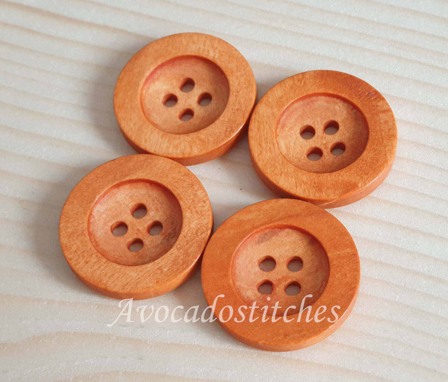 FLAT WIDE EDGE Peach Orange Brown / 12.5-35mm / Wooden Buttons / Sewing Buttons