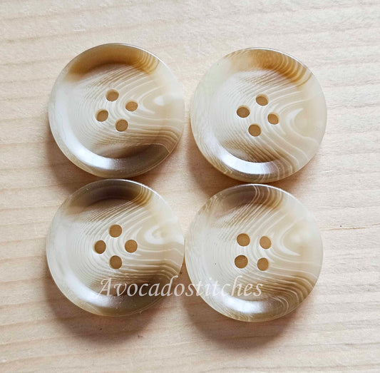 FLAT WHITE / 4-Hole Resin Buttons / 15-28mm