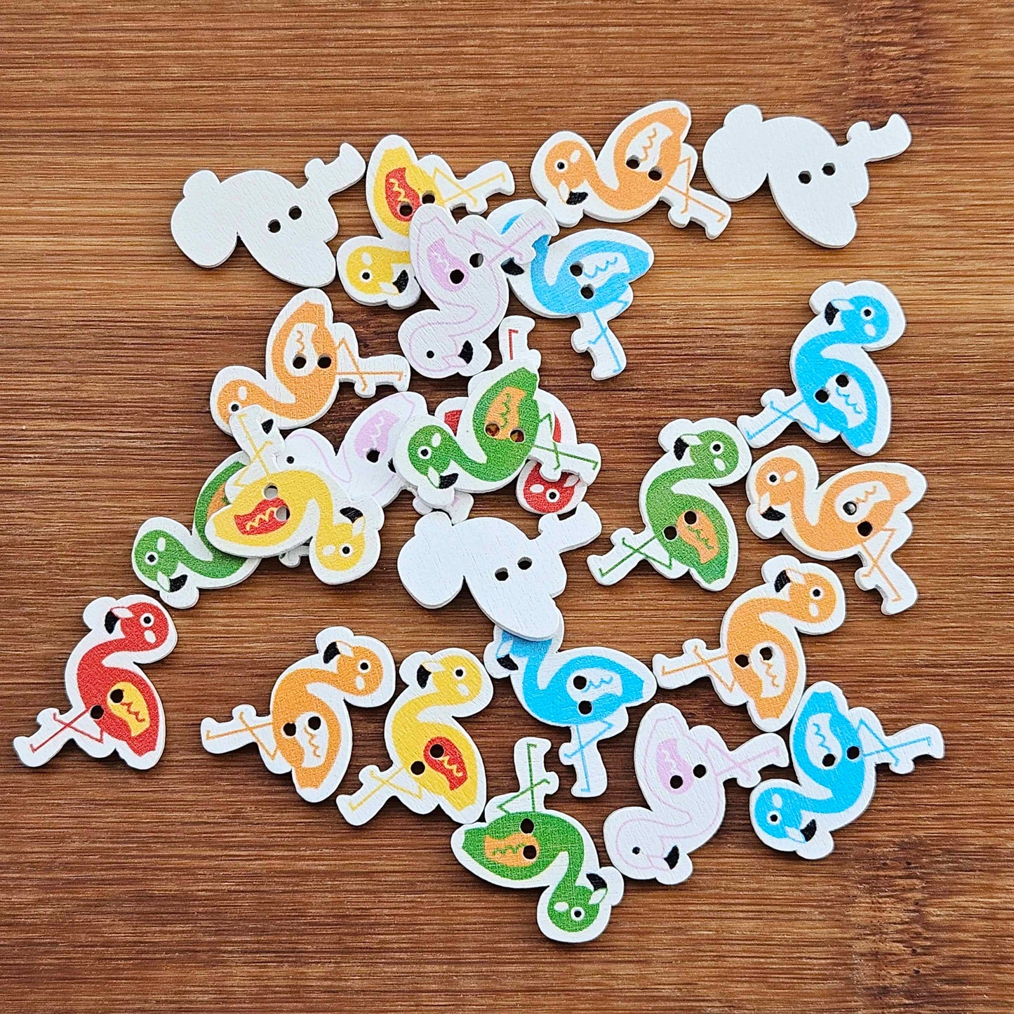 Clearance // FLAMINGO / Wooden Buttons (Set of 8)