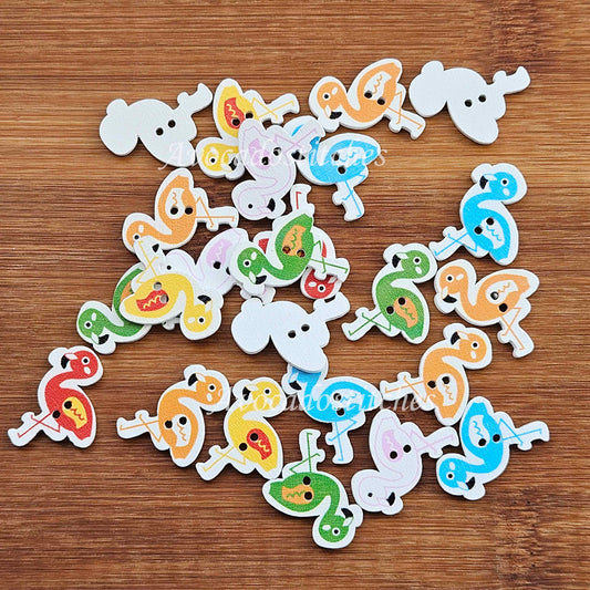 FLEMINGO / 20*26mm / 8 buttons / Wooden Buttons / Sewing Buttons