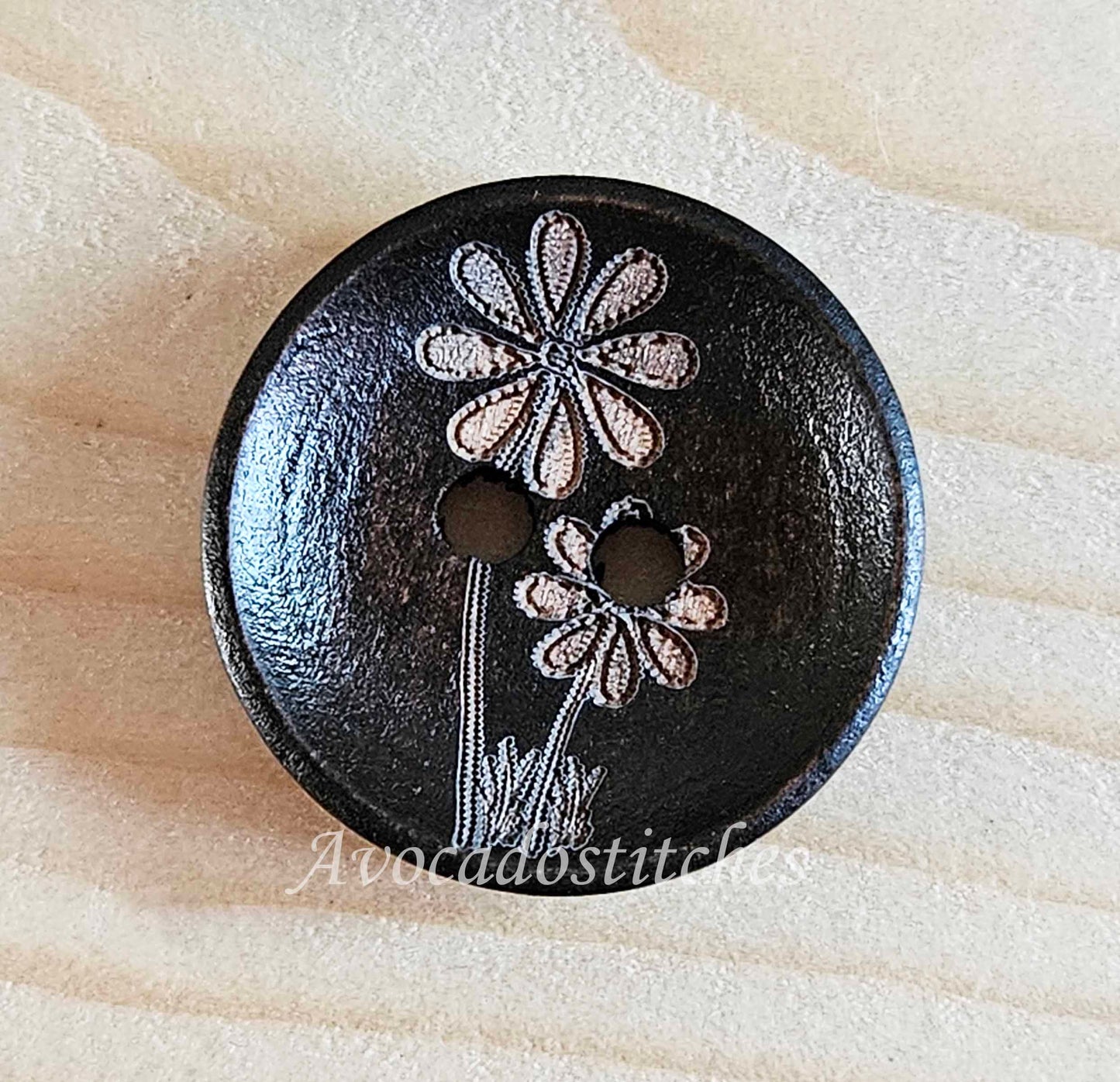 AvoDesigns TOGETHER FOREVER UMBER BROWN / 20mm - 6 buttons / Wooden Buttons / Sewing Buttons