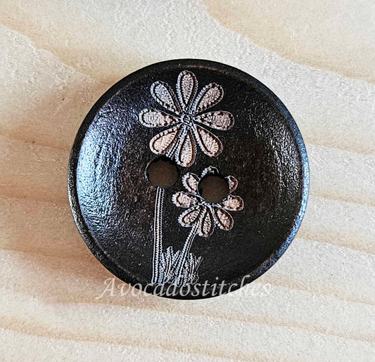 AvoDesigns TOGETHER FOREVER / Umber Brown 2-Hole Wooden Buttons / 20mm (Set of 6)