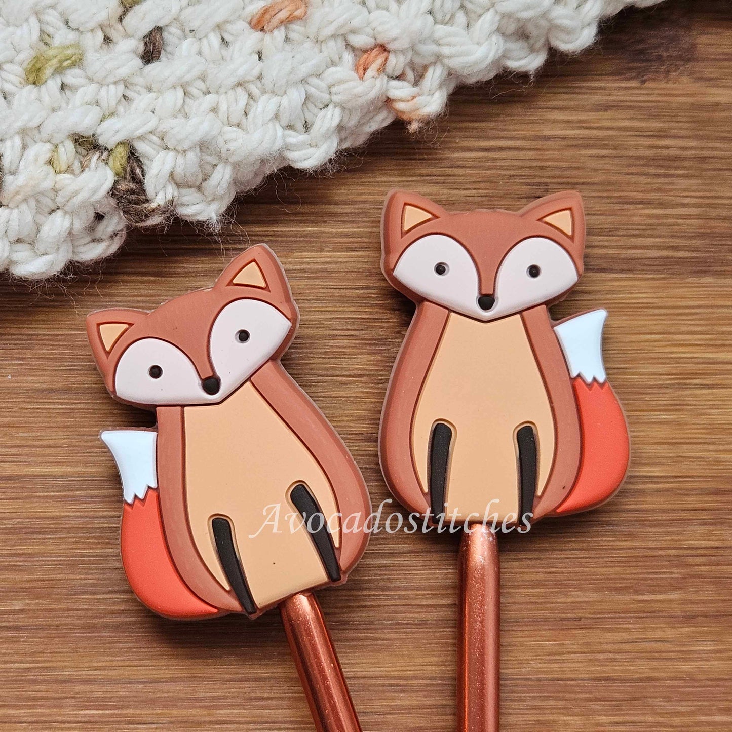 FOX STITCH STOPPERS / 2 pieces / Knitting Needle Stoppers / Point Protection / Notions