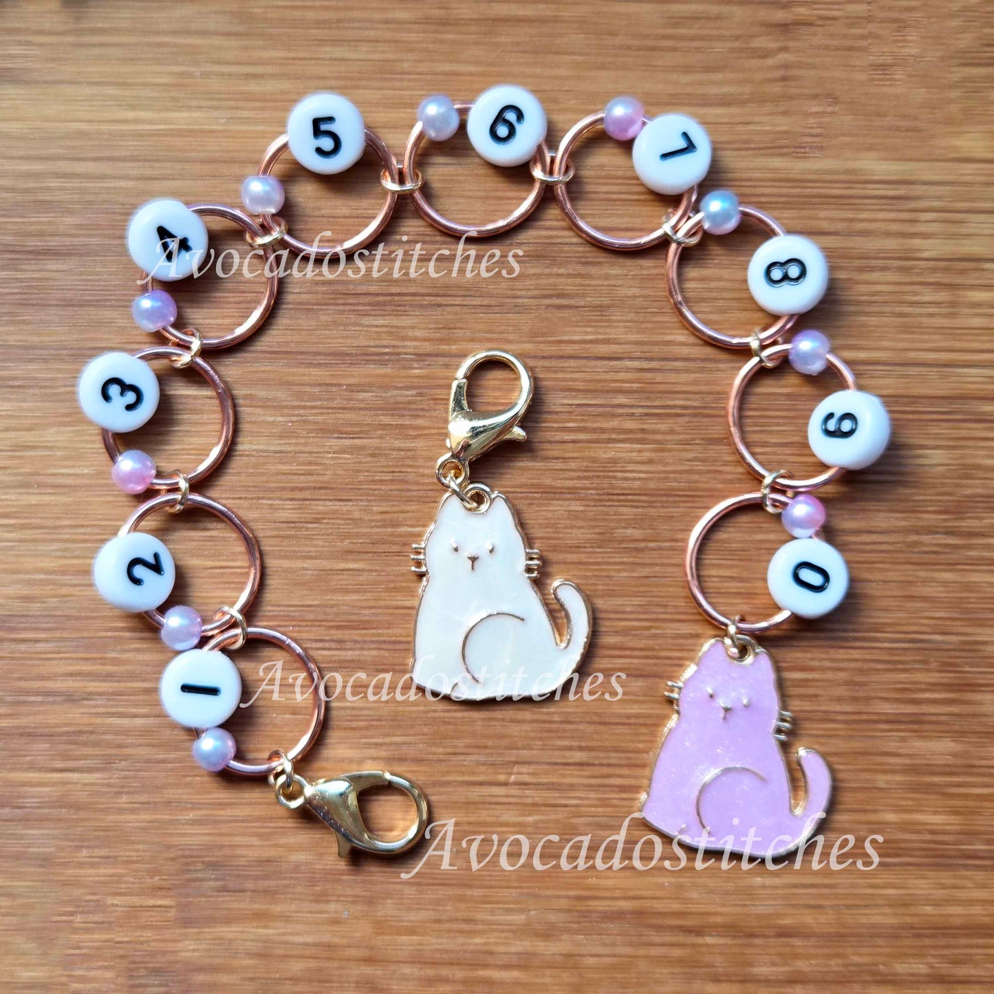 FROSTED FELINES Progress Keeper Chain / Numbered Stitch Markers Chain / Row Counter Chain / Knitting Stitch Markers / Notions