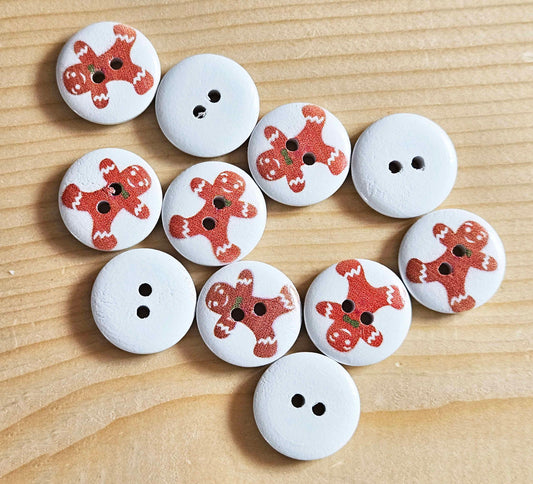 Clearance // GINGERBREAD MAN / Wooden Buttons / 20mm (Set of 6)