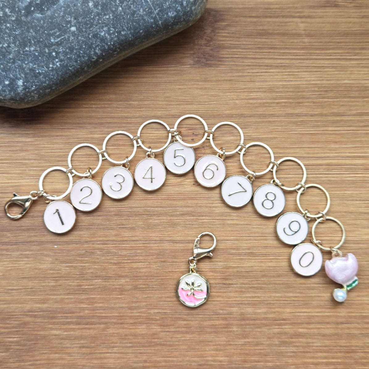 Garden Bliss Progress Keeper Chain / Numbered Stitch Markers Chain / Row Counter Chain / Knitting Crochet Stitch Markers / Notions