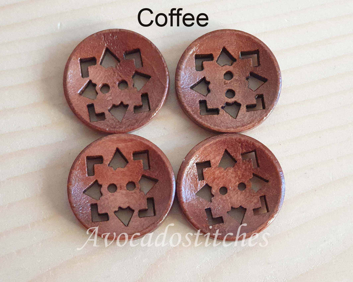 GEOMETRY / 20mm - 6 buttons / Wooden Filigree Buttons / Sewing Buttons