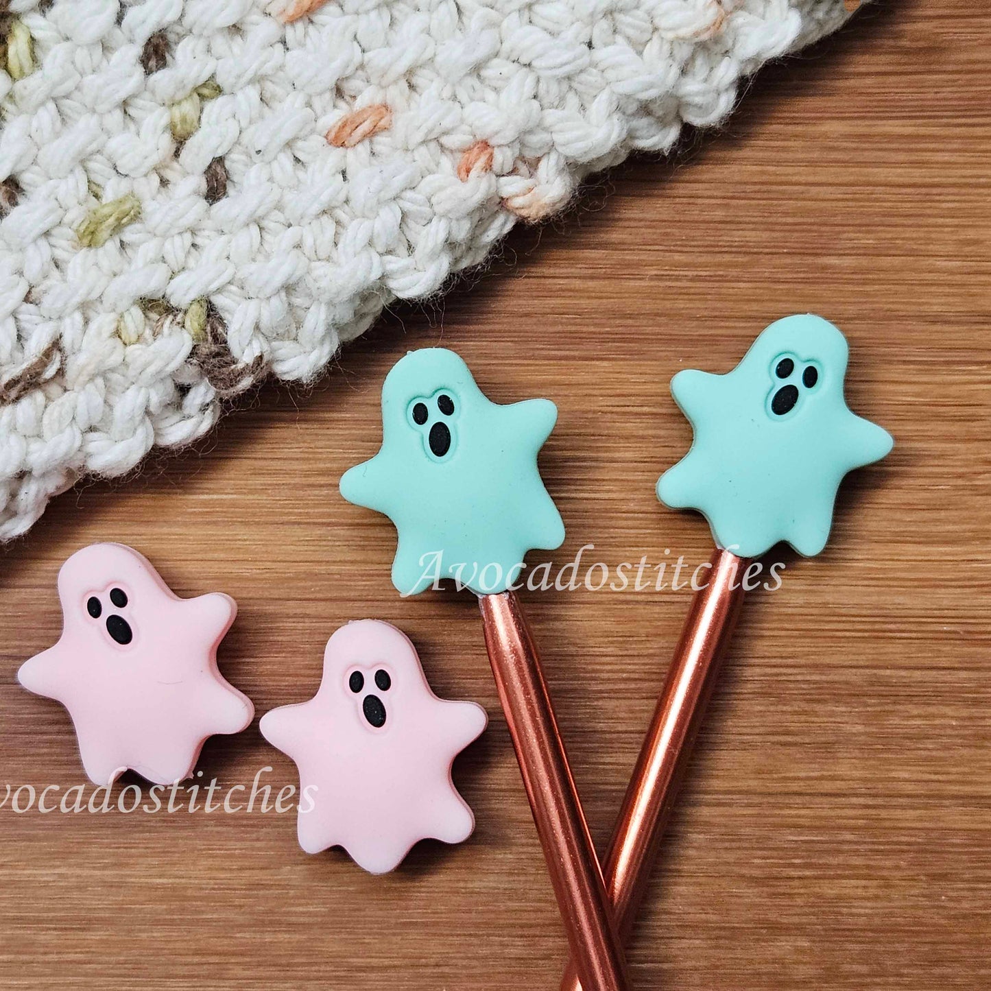 GHOST STITCH STOPPERS / 2 pieces / Knitting Needle Stoppers / Point Protection / Notions