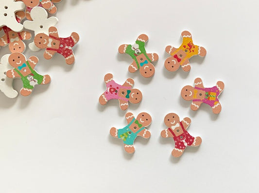 GINGERBREAD MAN / 23*29mm / 8 buttons / Wooden Buttons / Sewing Buttons