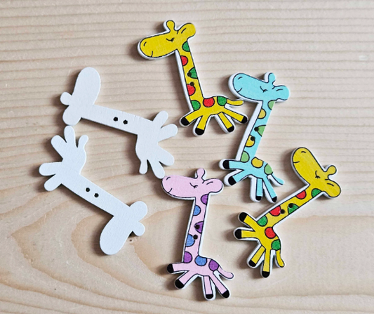 GIRAFFE / 35*52mm / 6 buttons / Wooden Buttons / Sewing Buttons