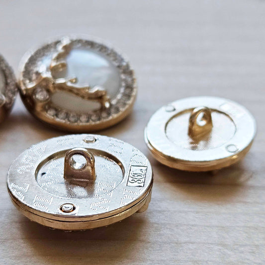 GOLDEN MOOSE / 18-22mm / Set of 2 buttons / Metal Rhinestone Shank Buttons / Sewing Buttons