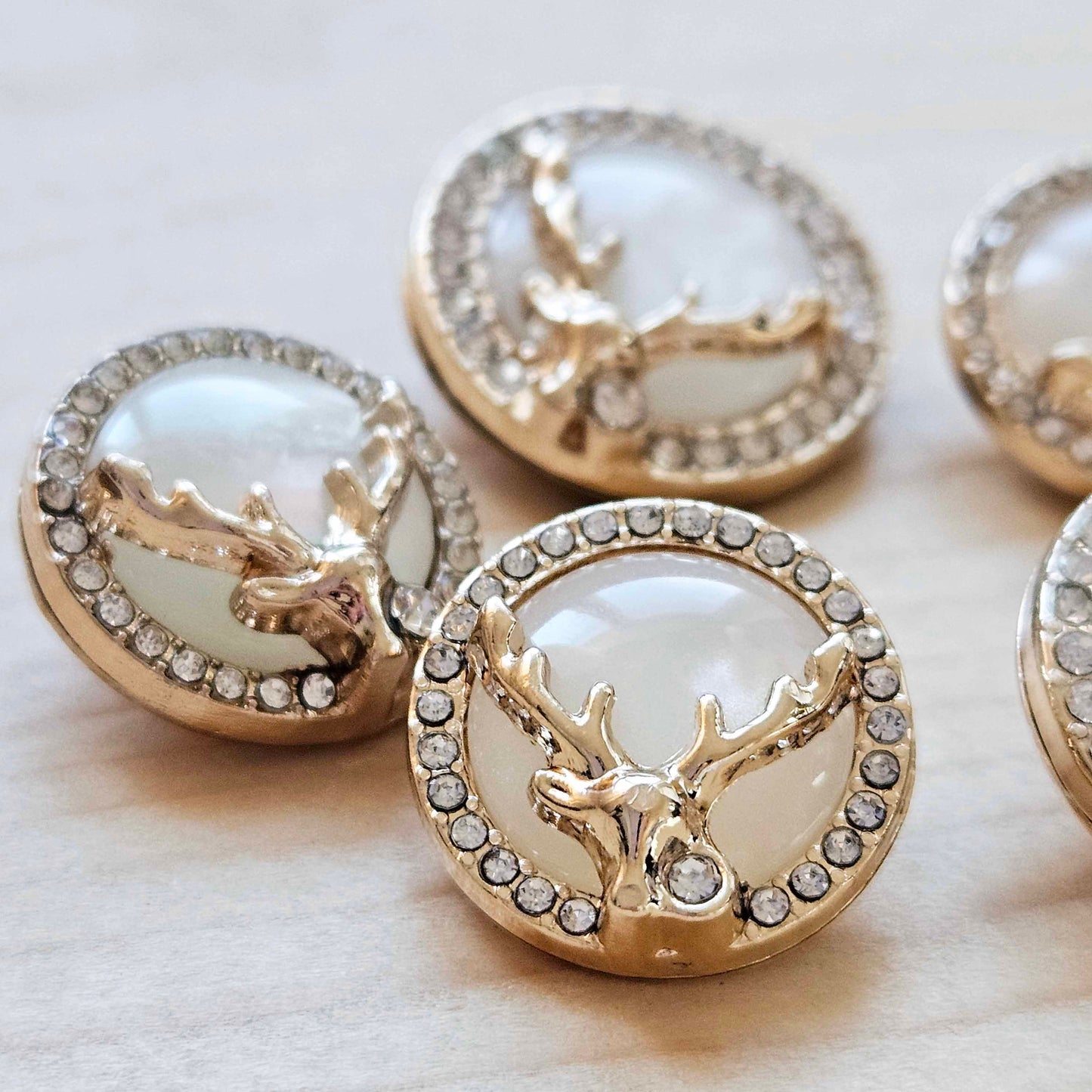 GOLDEN MOOSE / 18-22mm / Set of 2 buttons / Metal Rhinestone Shank Buttons / Sewing Buttons
