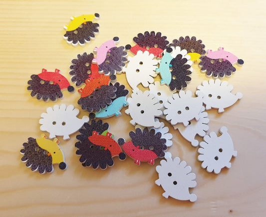 HEDGEHOG / 20*25mm / 8 buttons / Wooden Buttons / Sewing Buttons