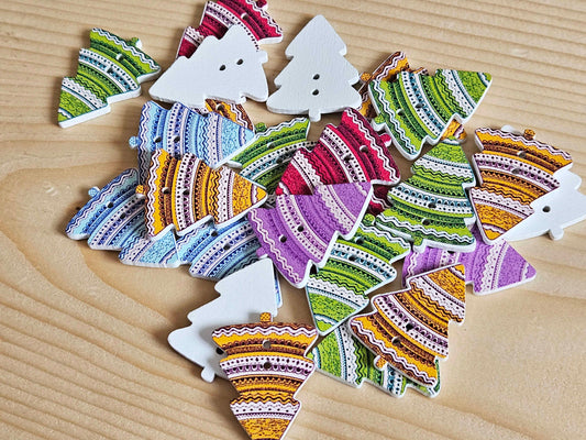 HOLIDAY TREE / 35*25mm / 8 buttons / Wooden Buttons / Sewing Buttons