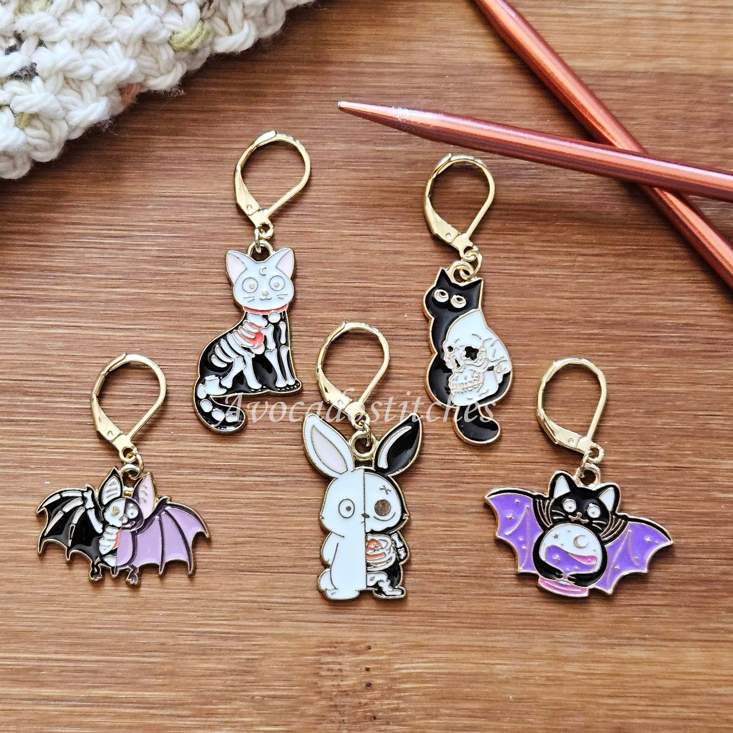 HALLOWEEN BUDDIES - 5 pieces / Knitting Crochet Stitch Markers / Notions